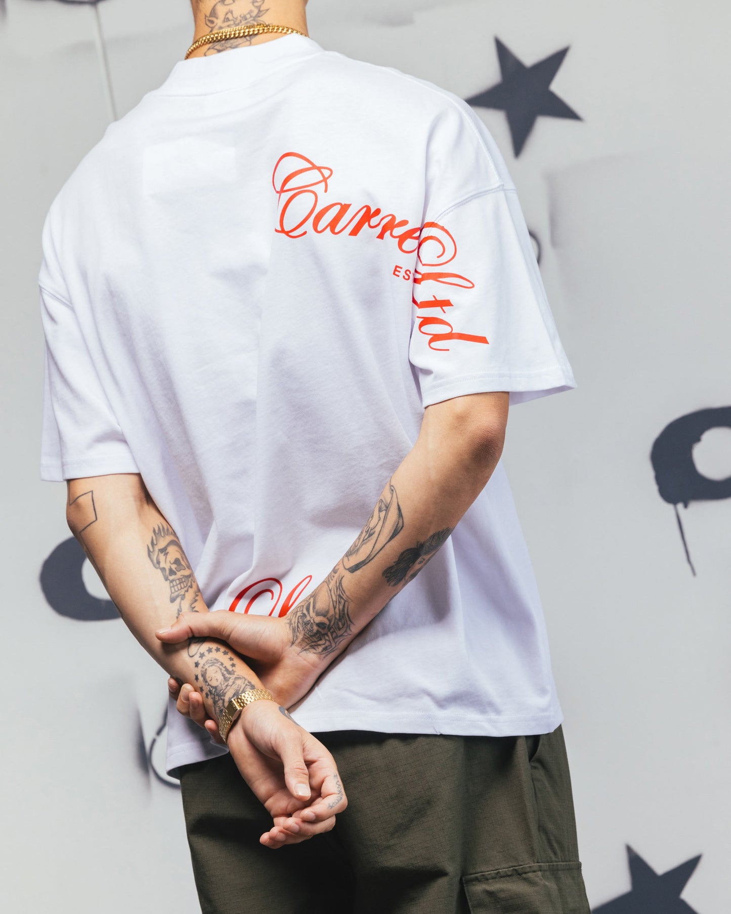 Carre Side Script Oversized T-Shirt White/Red
