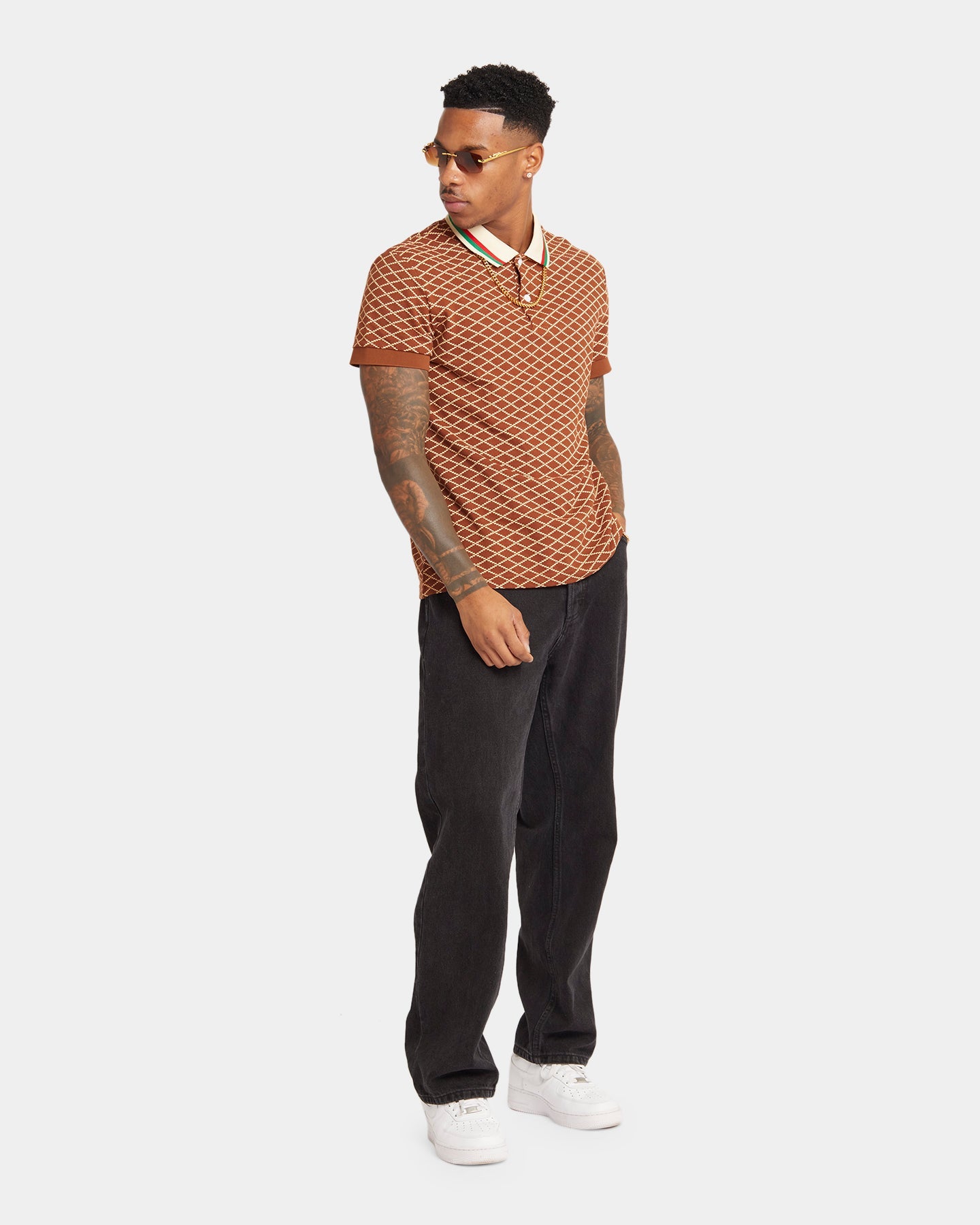 XXIII Printed Polo Brown
