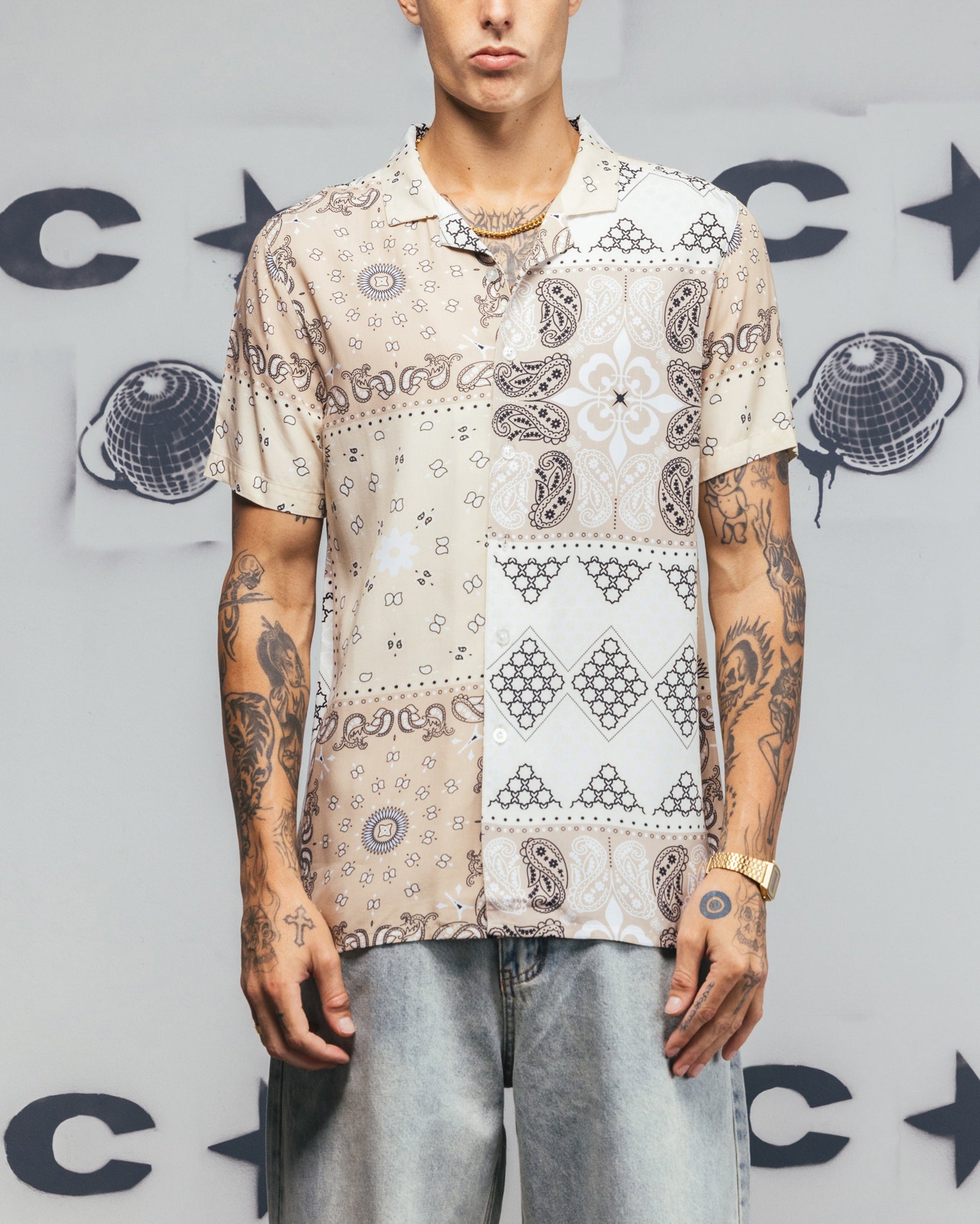 Carré Bandana Ultra Button Up Shirt Stone