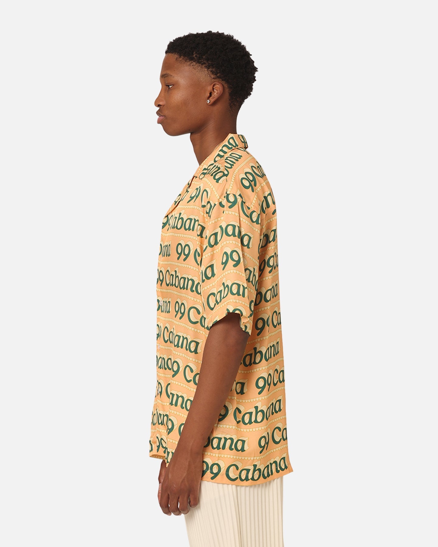 99 Cabana Logo Short Sleeve Button Up Shirt Yellow/Green
