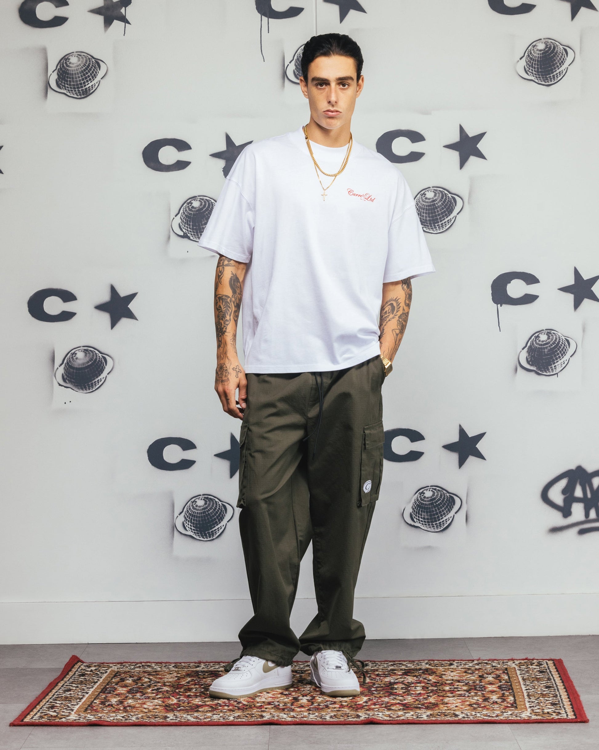 Carre Side Script Oversized T-Shirt White/Red