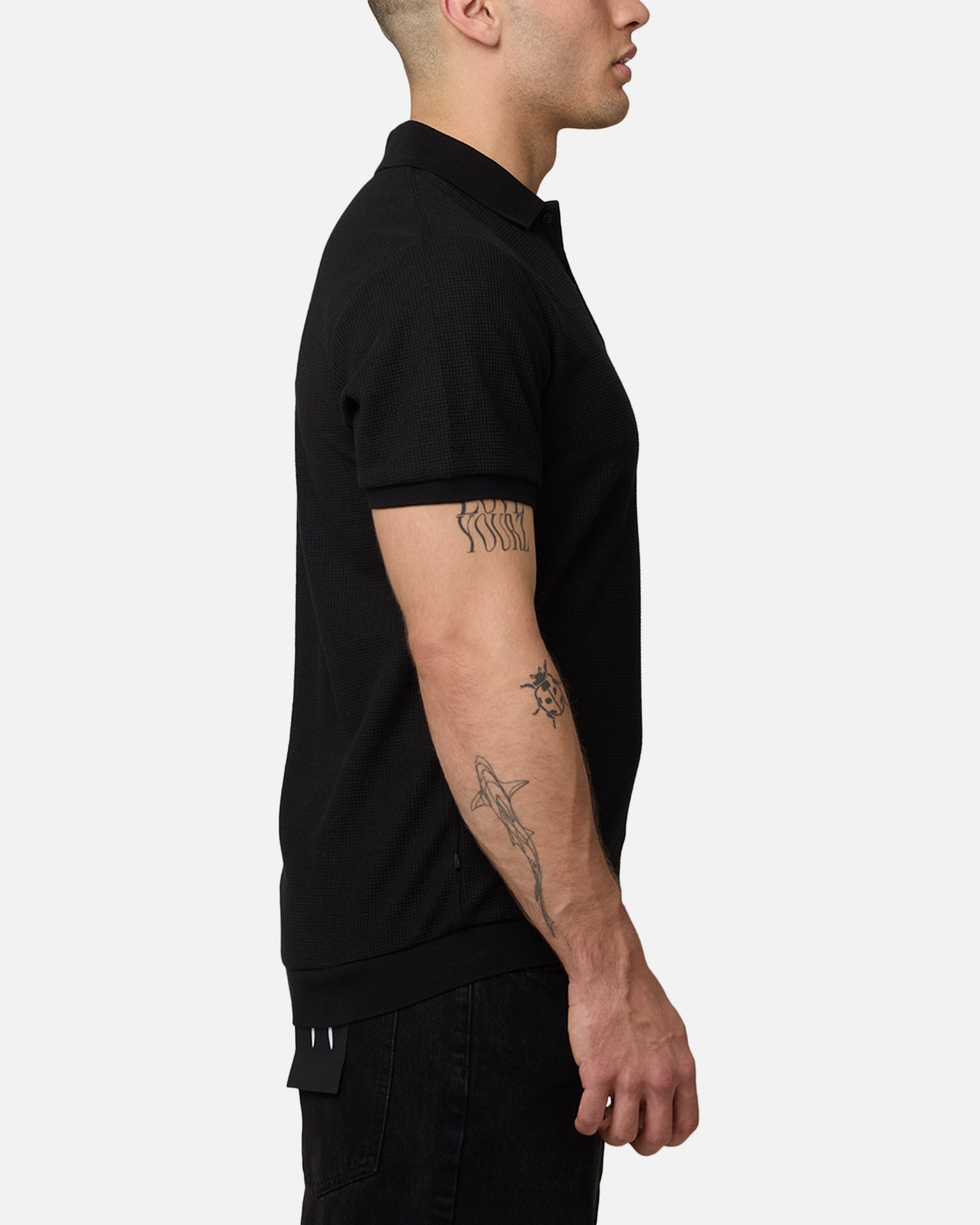 Saint Morta Waffle Polo Shirt Black