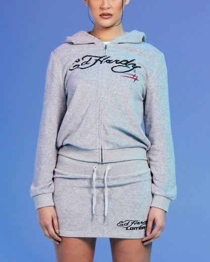Ed Hardy By Loiter Women's Longue Hoodie Light Grey Marle