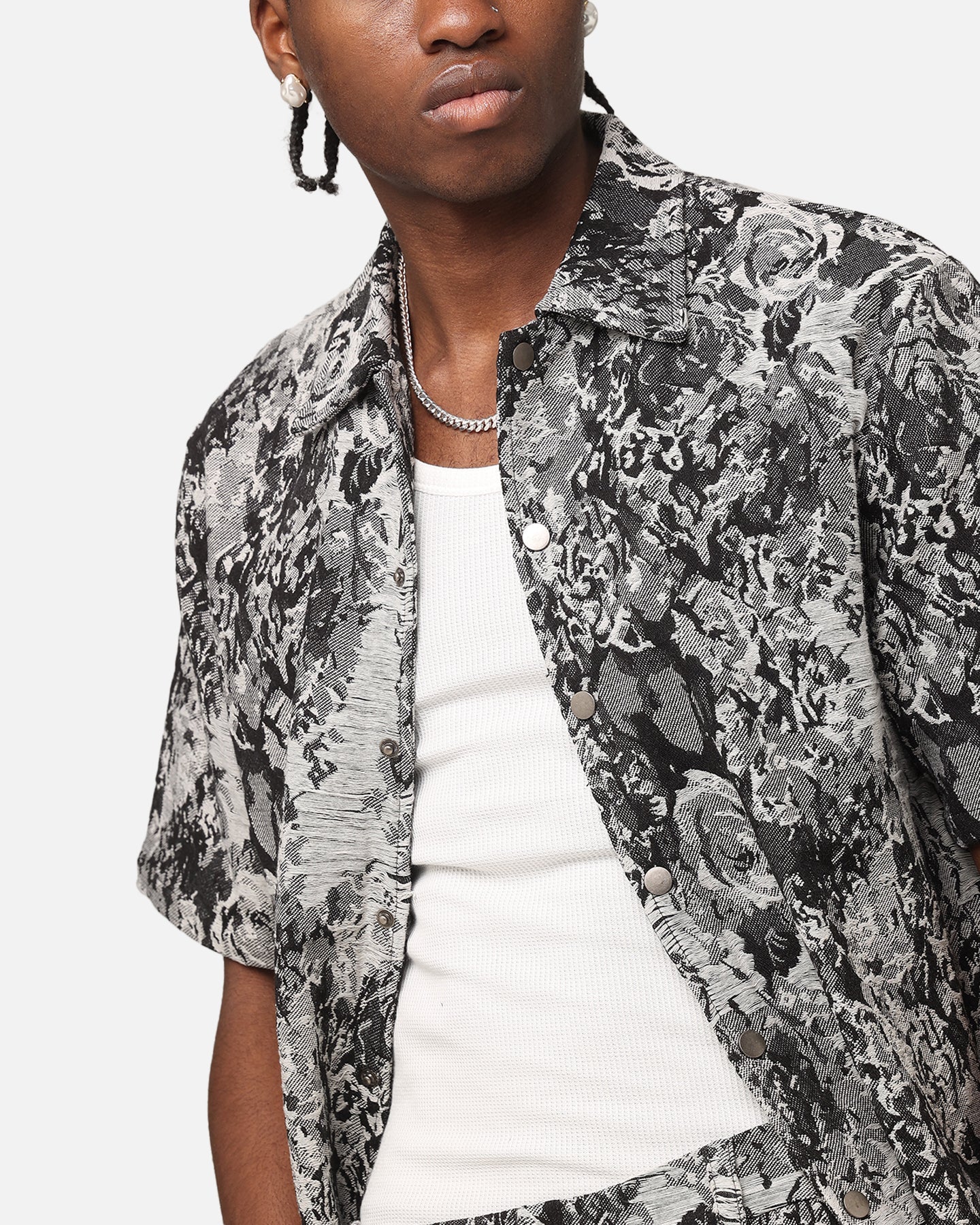 XXIII Denim Jacquard Button Up Shirt Black Denim