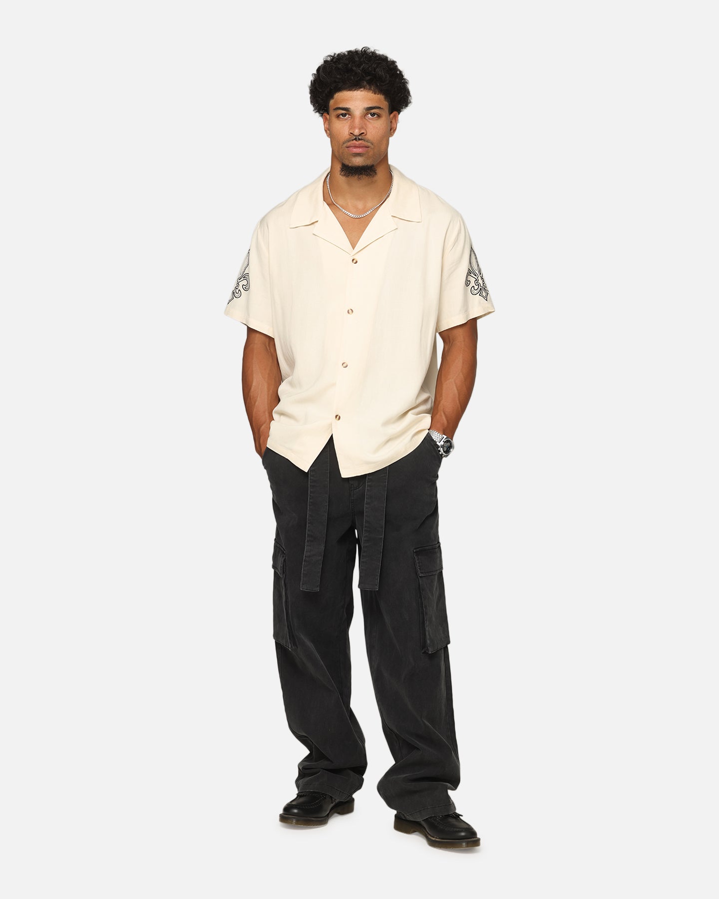 XXIII Fleur Linen Button Up Shirt Off White