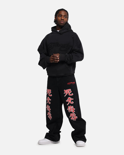 Ed Hardy Distressed Hoodie Black