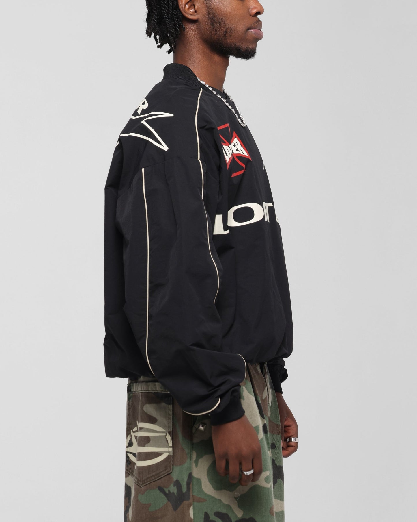 Loiter Racer Nylon Jersey Crewneck Black