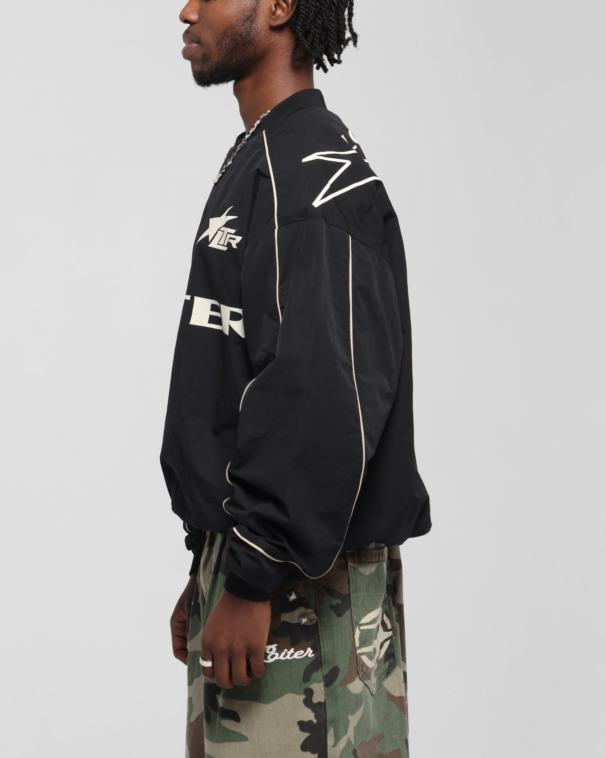 Loiter Racer Nylon Jersey Crewneck Black