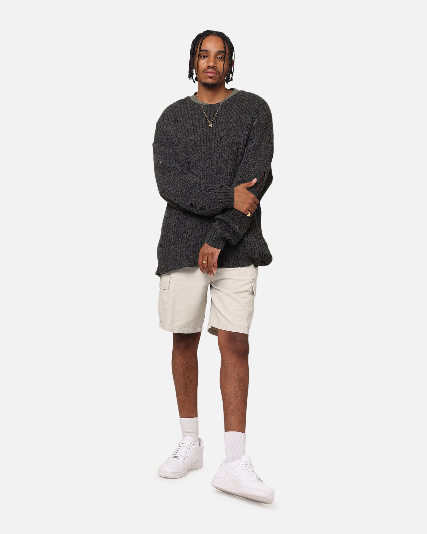 XXIII Distressed Sweater Charcoal