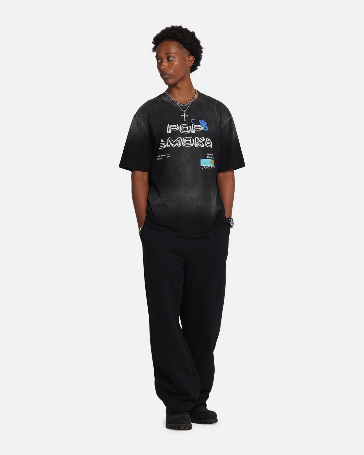 Pop Smoke Never Clear T-Shirt Black Wash