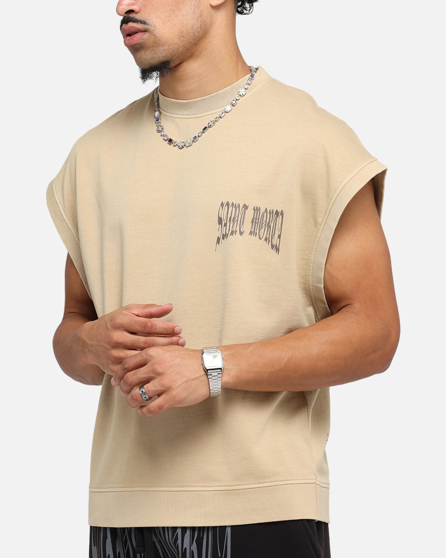 Saint Morta Vill Park Cut Off Sweater Pigment Stone