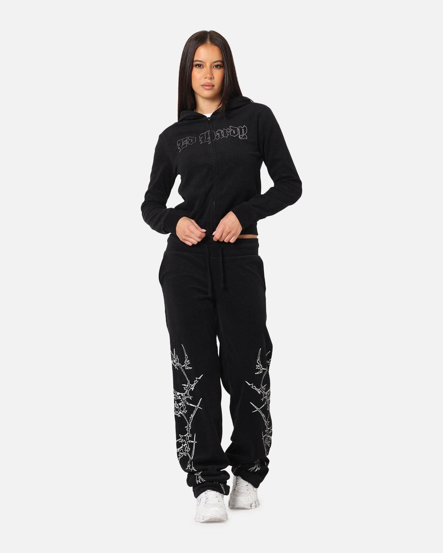 Ed Hardy Women's Raver Cropped Hoodie Black