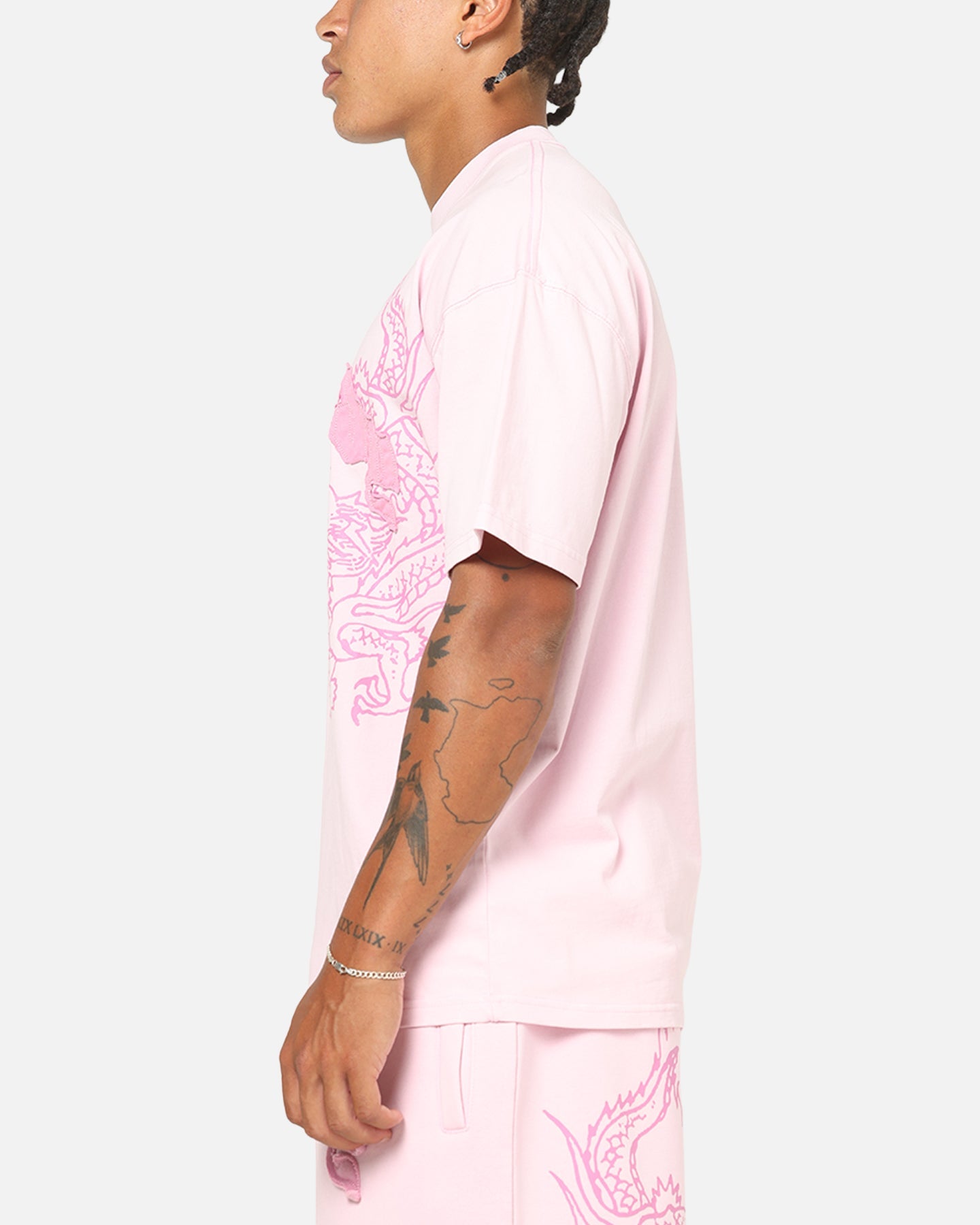 Ed Hardy Double Dragon Applique T-Shirt Pink
