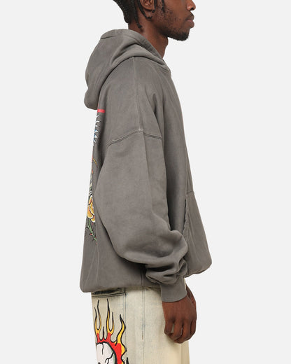 Ed Hardy Bloom Hoodie Washed Charcoal