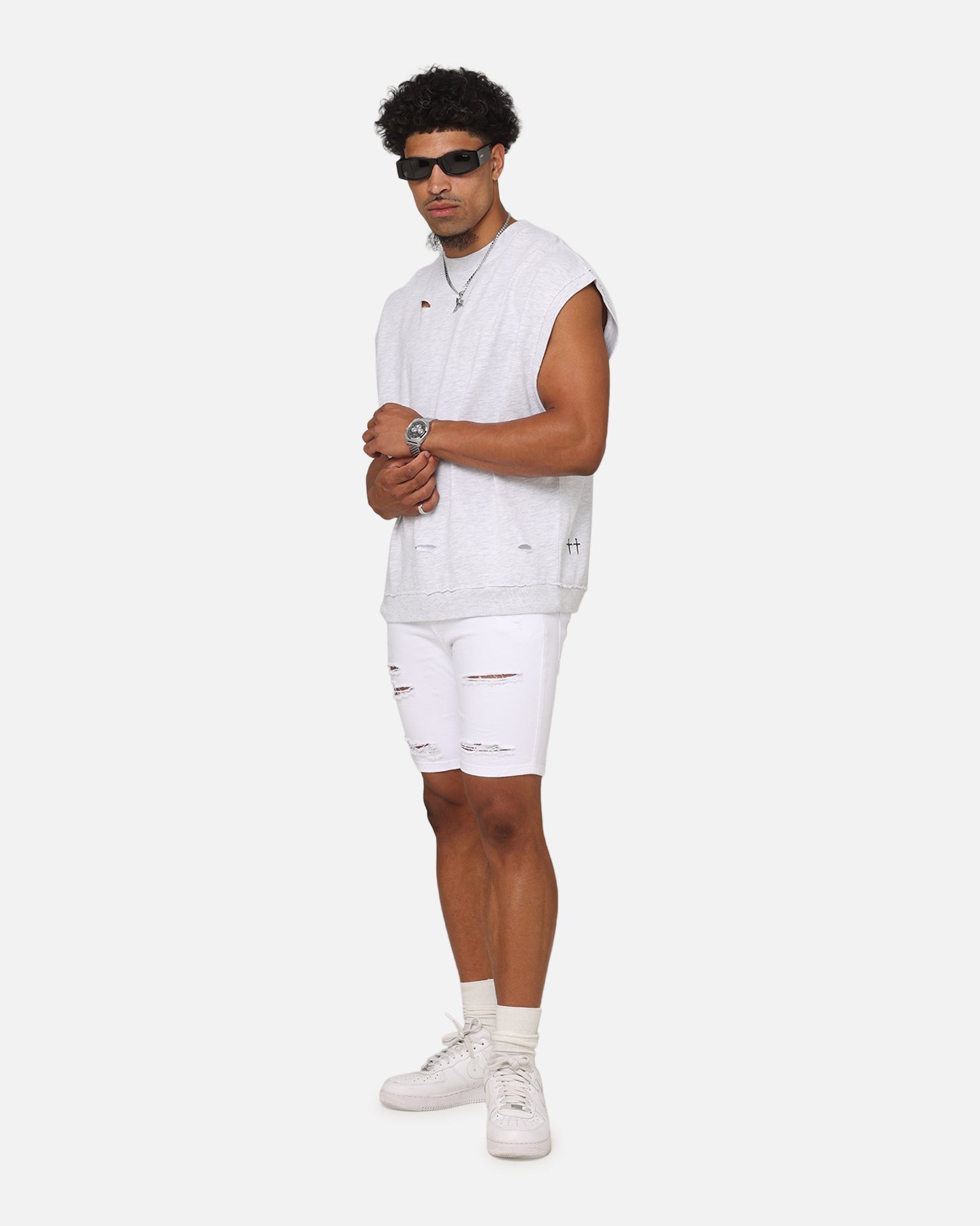 Saint Morta Dynasty Thrash V2 Denim Shorts White