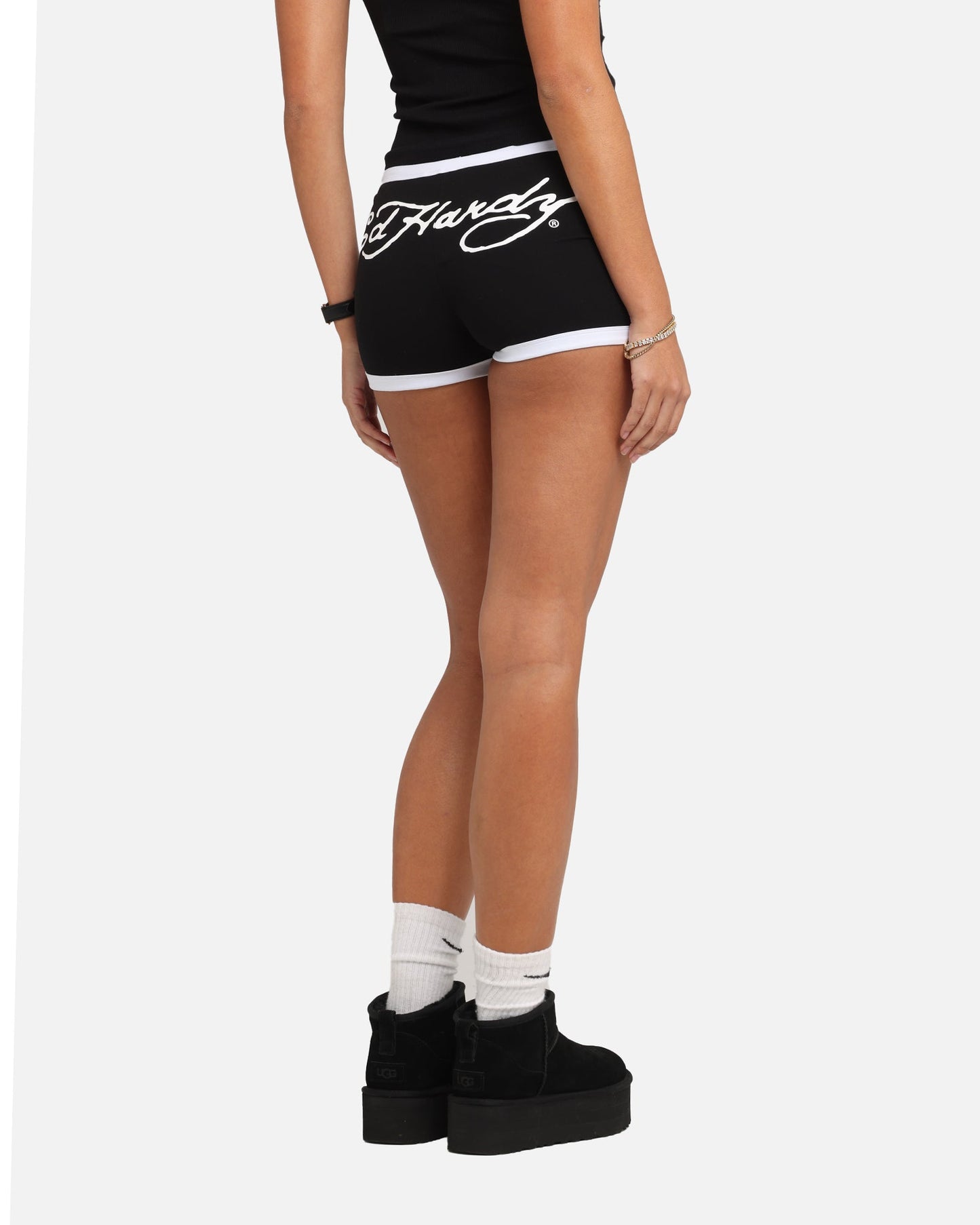 Ed Hardy Women's Logo Mini Shorts Black/White