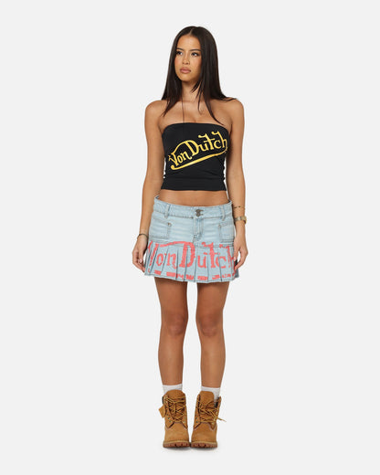 Von Dutch Women's Denim Mini Skirt Washed Light Blue