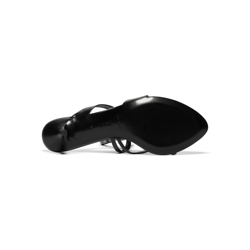 Jude Heath Kitten Sandal (Black Leather)