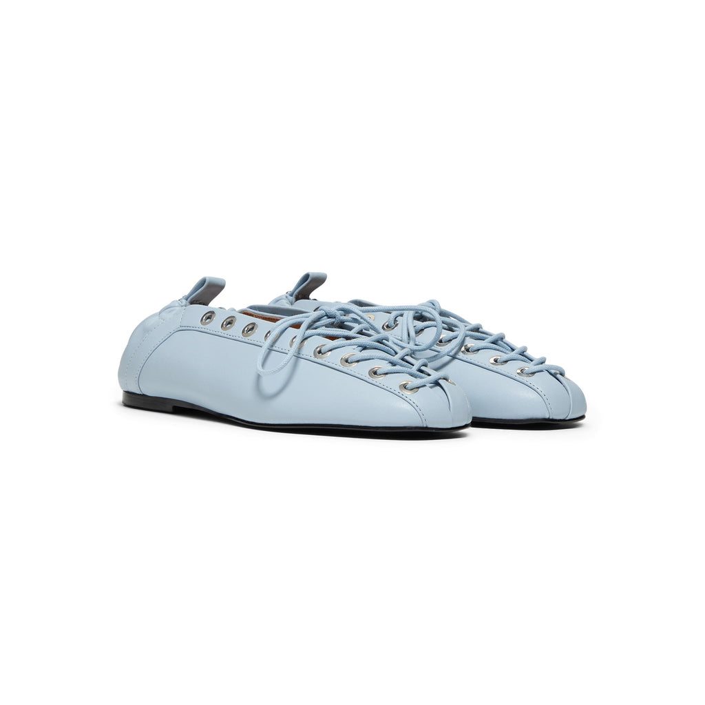 GANNI Eyelets Lace Up Ballerina (Niagara Mist)