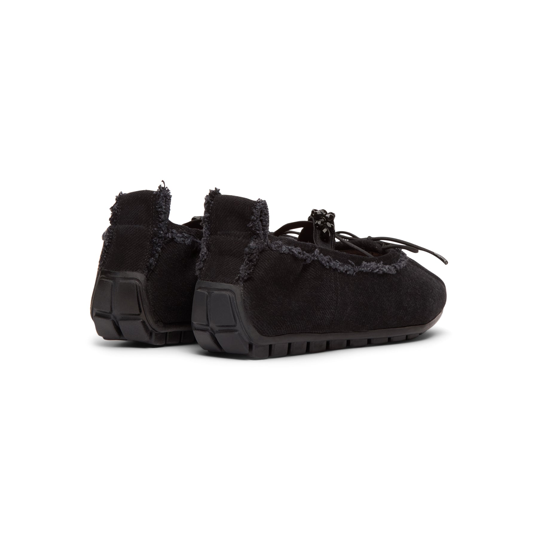 Simone Rocha Embellished Ballerina Grip Flats (Black/Jet)