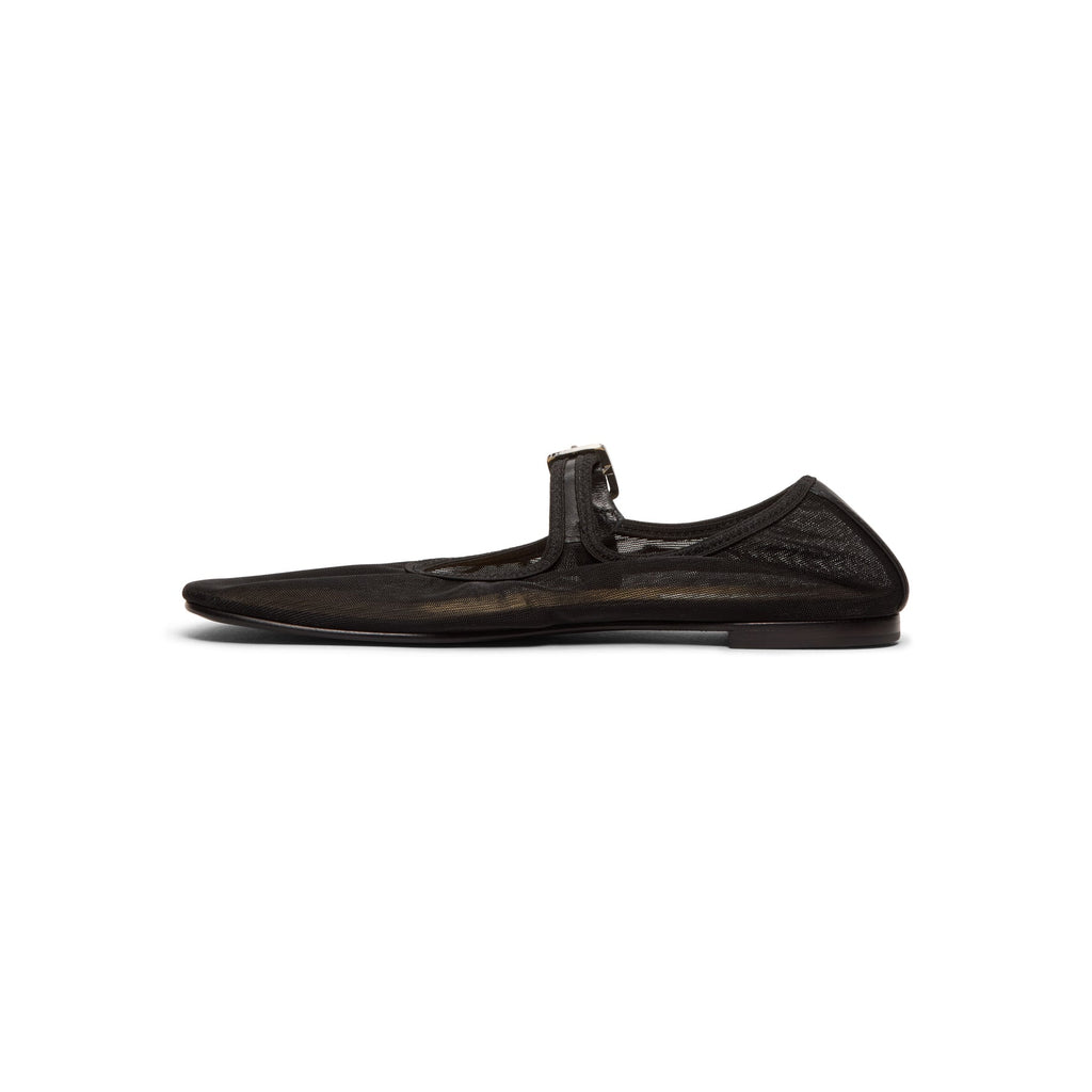 SANDY LIANG Mary Jane Mesh Ballerina Flats (Black)
