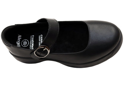 Alegria Jazmine Womens Comfortable Leather Mary Jane Shoes Black Nappa