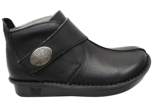 Alegria Caiti Womens Leather Ankle Boots With Adjustable Strap