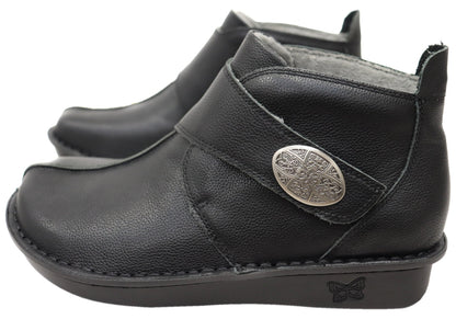 Alegria Caiti Womens Leather Ankle Boots With Adjustable Strap